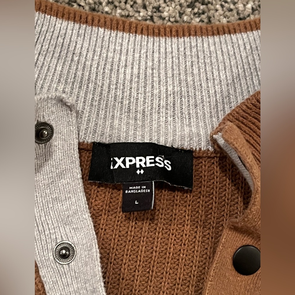 Express Quarter Snap Pullover Sweaters Brown And … - image 3